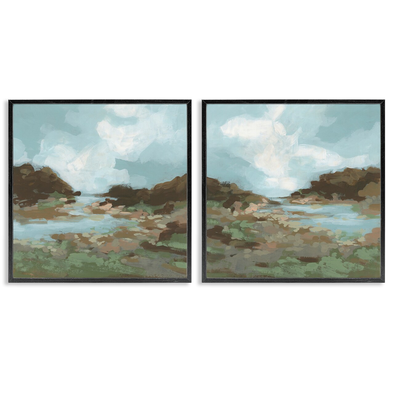 Stupell Industries Winding River Landscape Scene 2pc Framed Giclee Wall Art Set Design by June Erica Vess